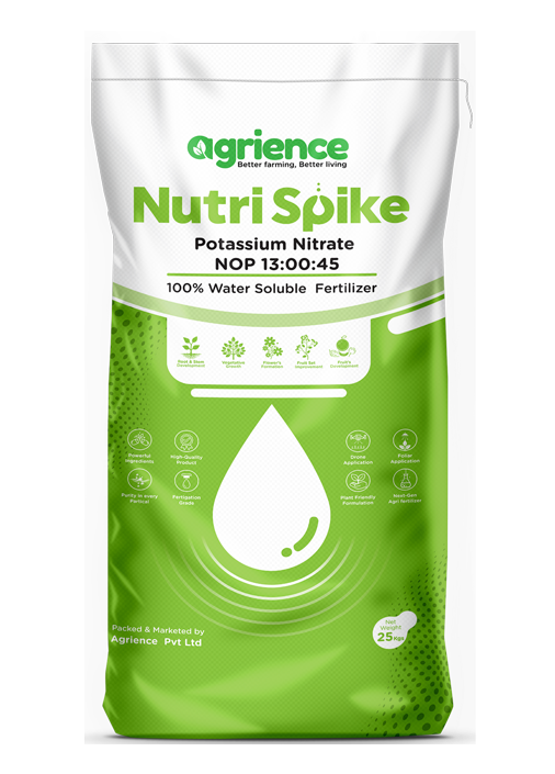 Nutri-Spike_13-0-45_agrience_fertilizer-drone_drip-fertilizers_water-soluble-fertilizer_NOP_icl-drip-fertilizer_yara-NOP_fertigation_gromor_dmpp_Nutrien_poly-sulph